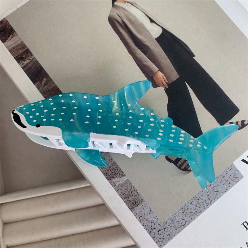 DuoShang Cute Ocean Series Spotted Shark Acetate Hair Claw Light Luxury Claw Clip Crab Hair Clip for Women Girl Hair Accessories