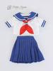 Scale DDdy Compatible Cute High School Girl Sailor Uniform Short Sleeve White with Blue Skirt Summer Outfit Neat Pleated Skirt 60cm Doll Clothes