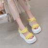 Summer thick-soled fungus lace sandals 2025 new women's open-toed cool slippers simple solid color slippers