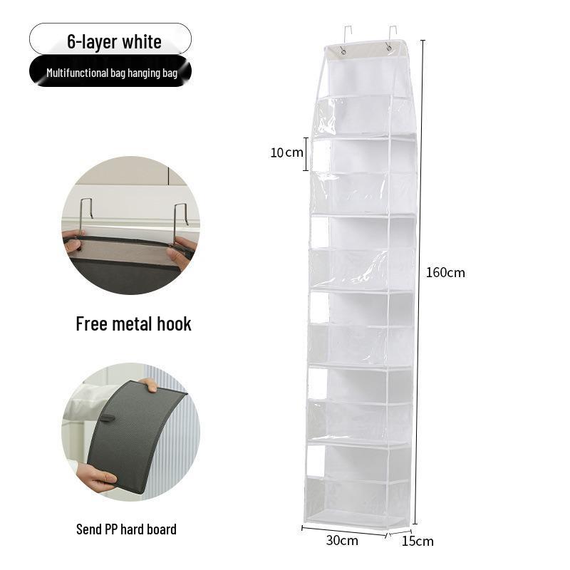 Wall-Mounted Mesh Storage Bag: Layered Hanging Organizer with Transparent Design