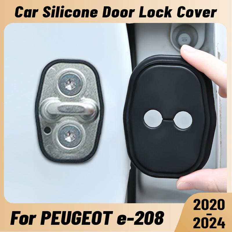 For PEUGEOT e-208 -2024 Car Door Shock Absorber Door Lock Protector Silicone Auto Door Lock Latches Cover Accessories