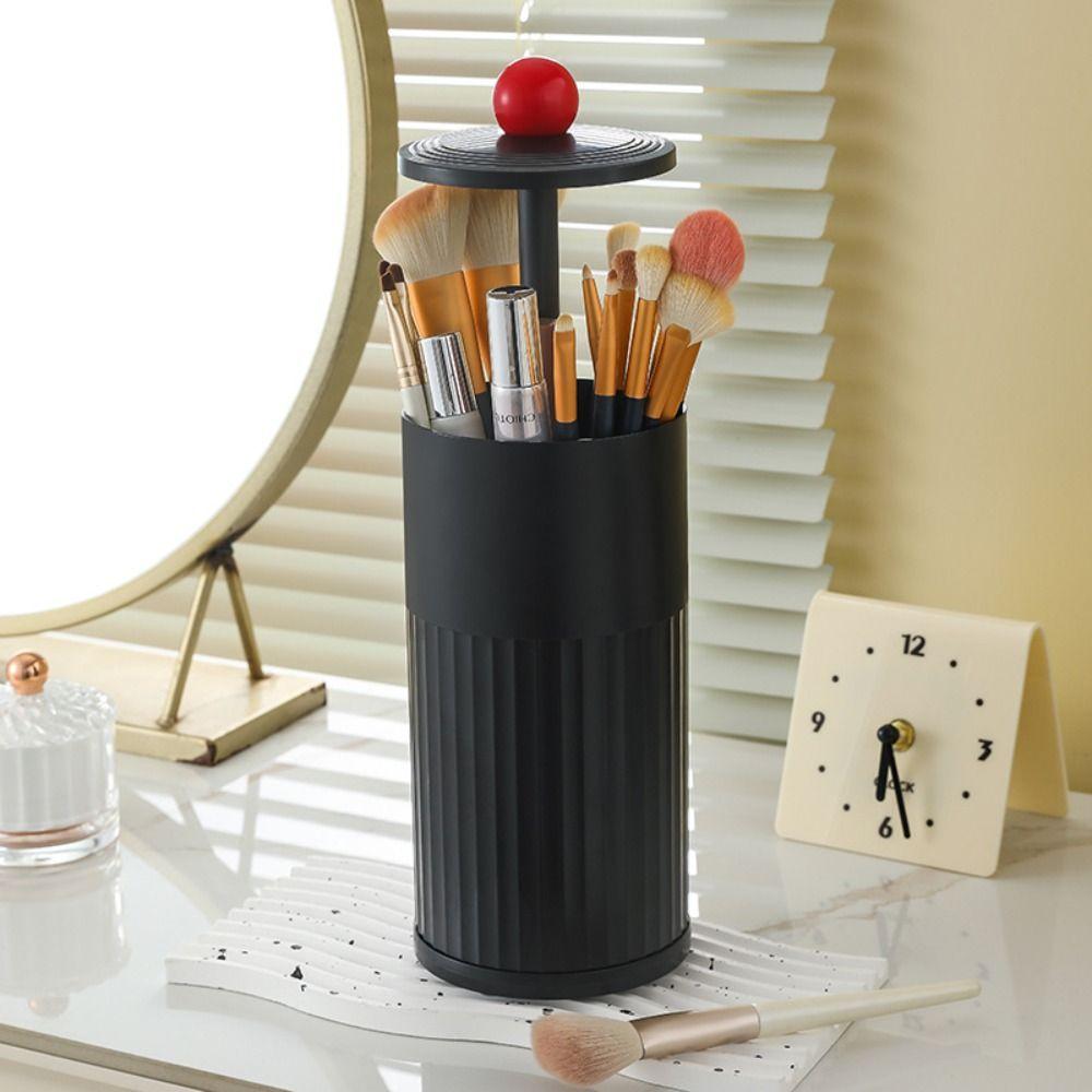 Plastic Makeup Brush Storage Box Automatic Lifting Makeup Brush Holder Dressing Table