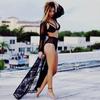 European-American Lace Embroidery Beach Cover-up: Sexy, Loose See-through Vacation Cardigan Dress