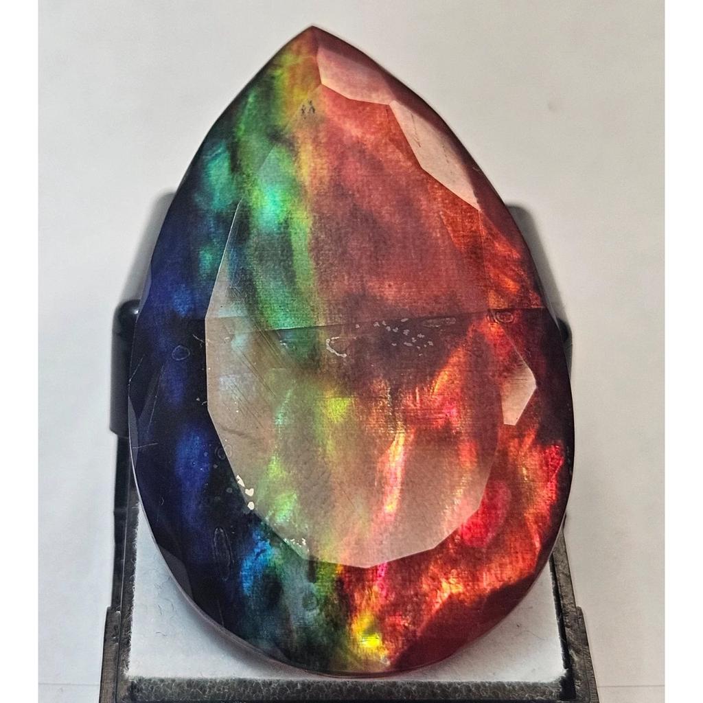 Opal-Like Organic Ammolite Doublet Natural 58+ Ct Pear Cut Fabulous Gemstone