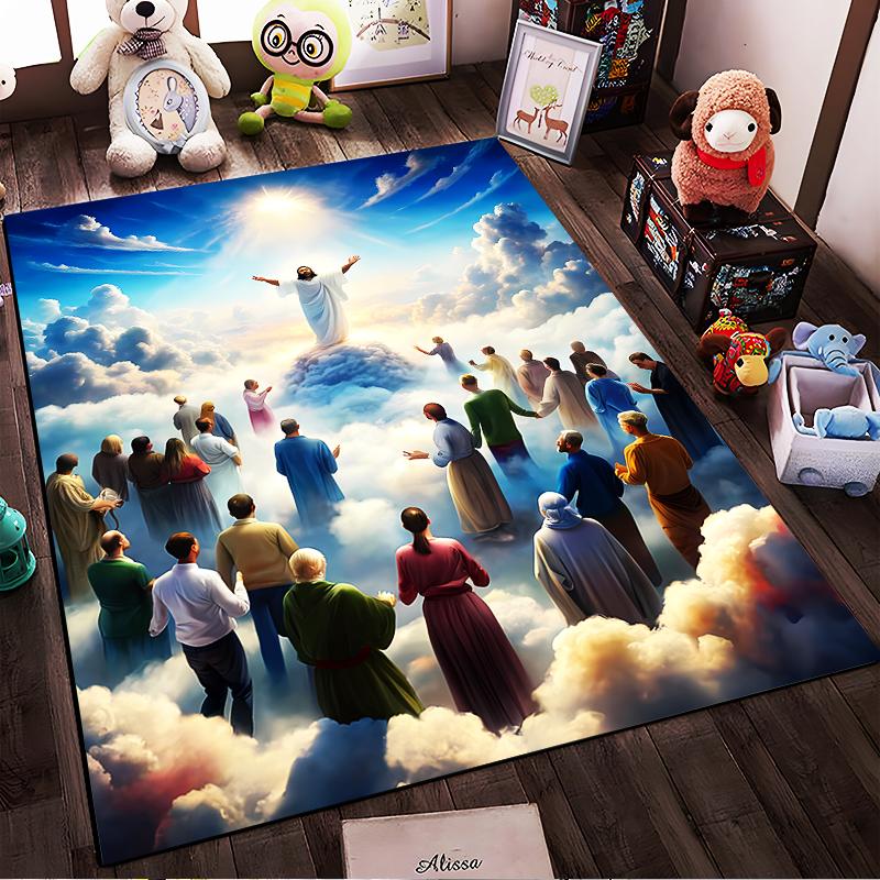 Heavenly Gathering in Clouds Rug Non-slip rug suitable for living room and bedroom sofas.