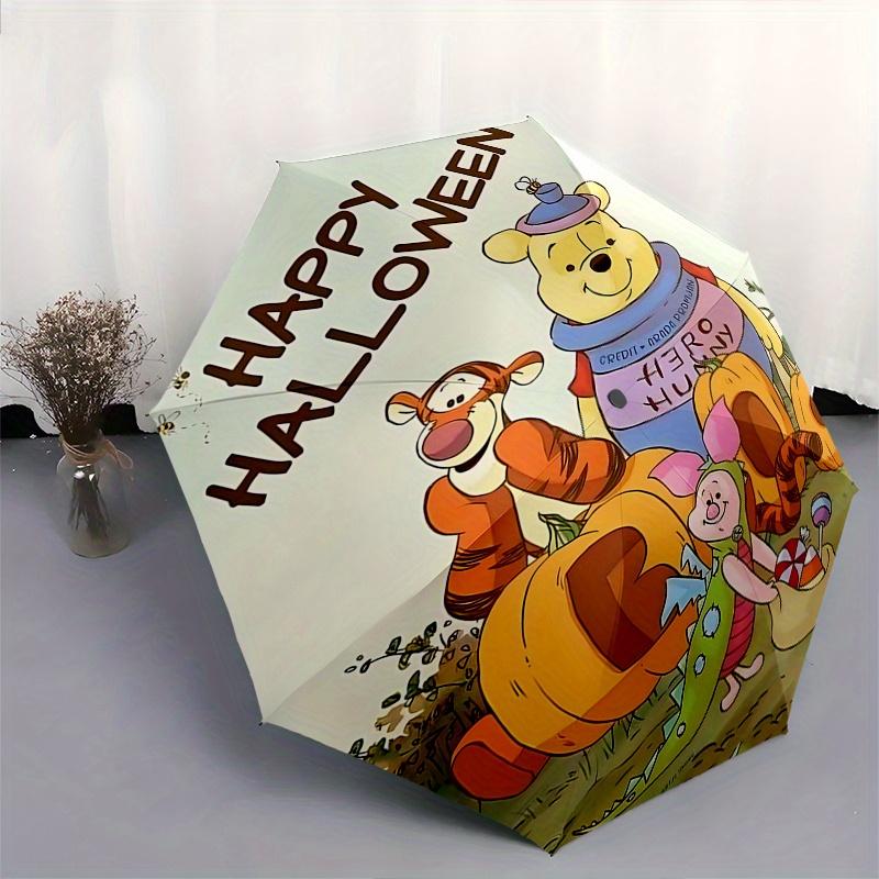 Winnie the Pooh, Halloween Automatic Opening and Closing Umbrella, Compact Travel Umbrella, Lightweight and Portable, Suitable for Beach Com