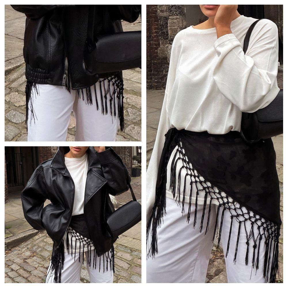 Breathable Fringed Shawl Soft Solid Scarf New Waist Scarf  Jeans Decoration