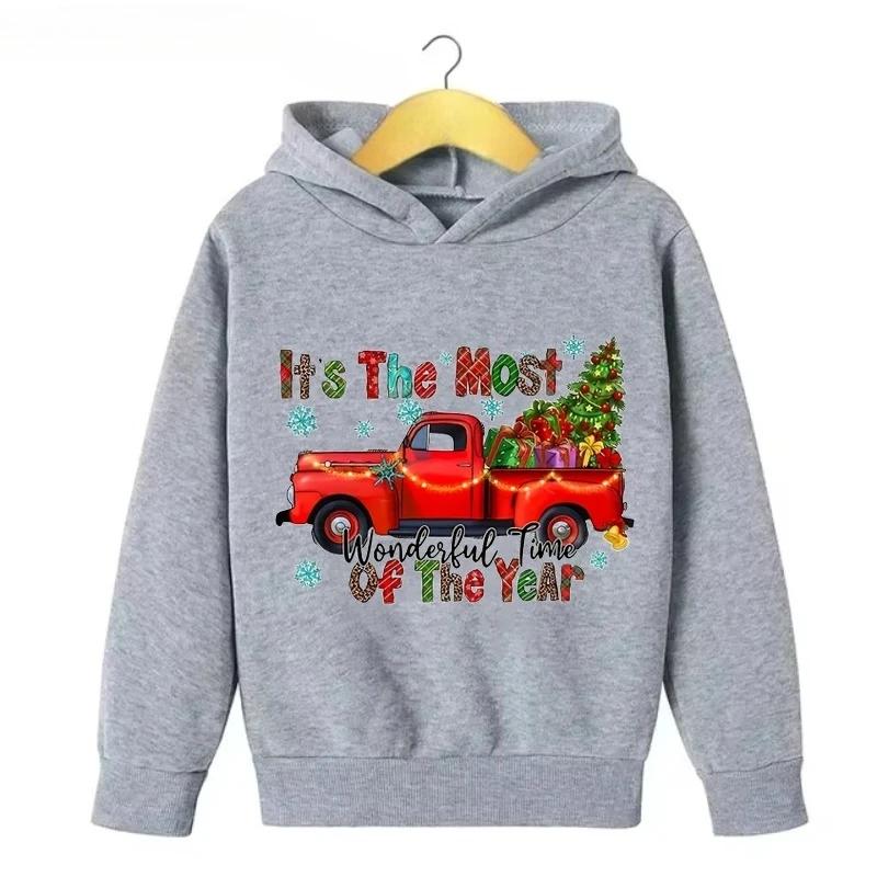 

Christmas Cartoon Dinosaur Print Hooded Boys and Girls Autumn Outdoor Casual Comfortable Sports Hoodie 100