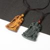 Hetian Jade Guan Gong Pendant with Tiger's Eye: Men's Guan Yu Amulet and God of Wealth Symbol