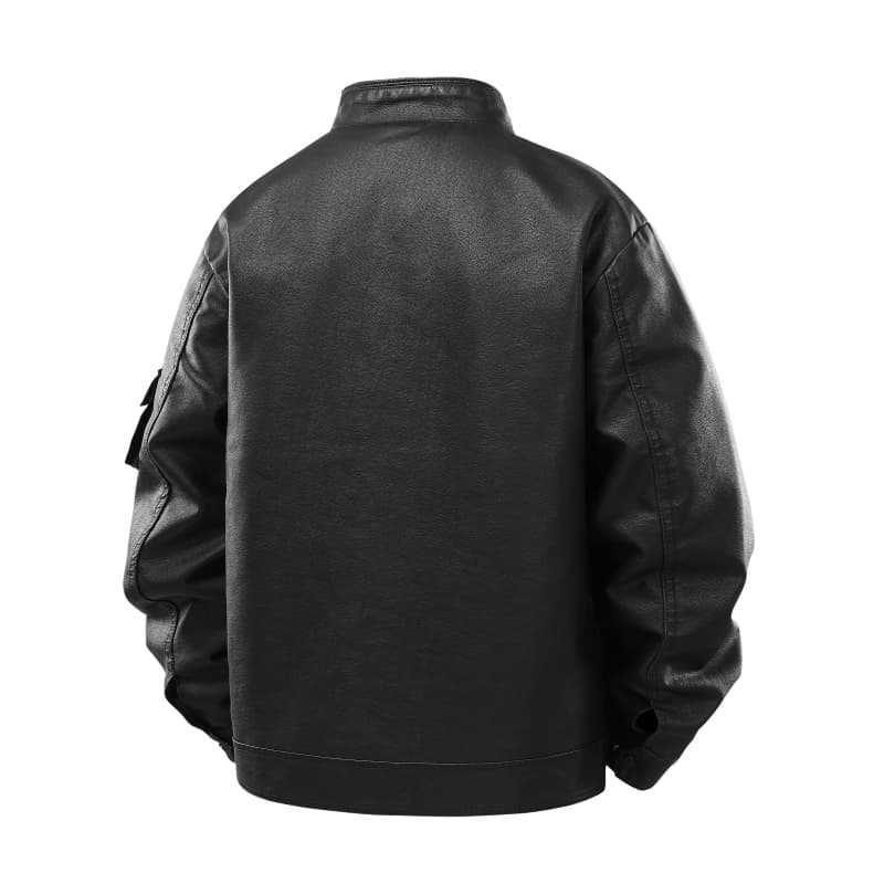Exclusive for men's spring and autumn pu jacket American European size locomotive jacket trendy stand-up collar leather jacket top