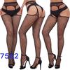 New style open crotch lace transparent suspender black silk sexy fishnet stockings non-slip one-piece suspender belt for women