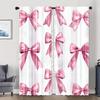 2PC Pink Watercolor Bow Curtains - Cute Girly Print Window Drapes for Girls Bedroom Living Room Decor