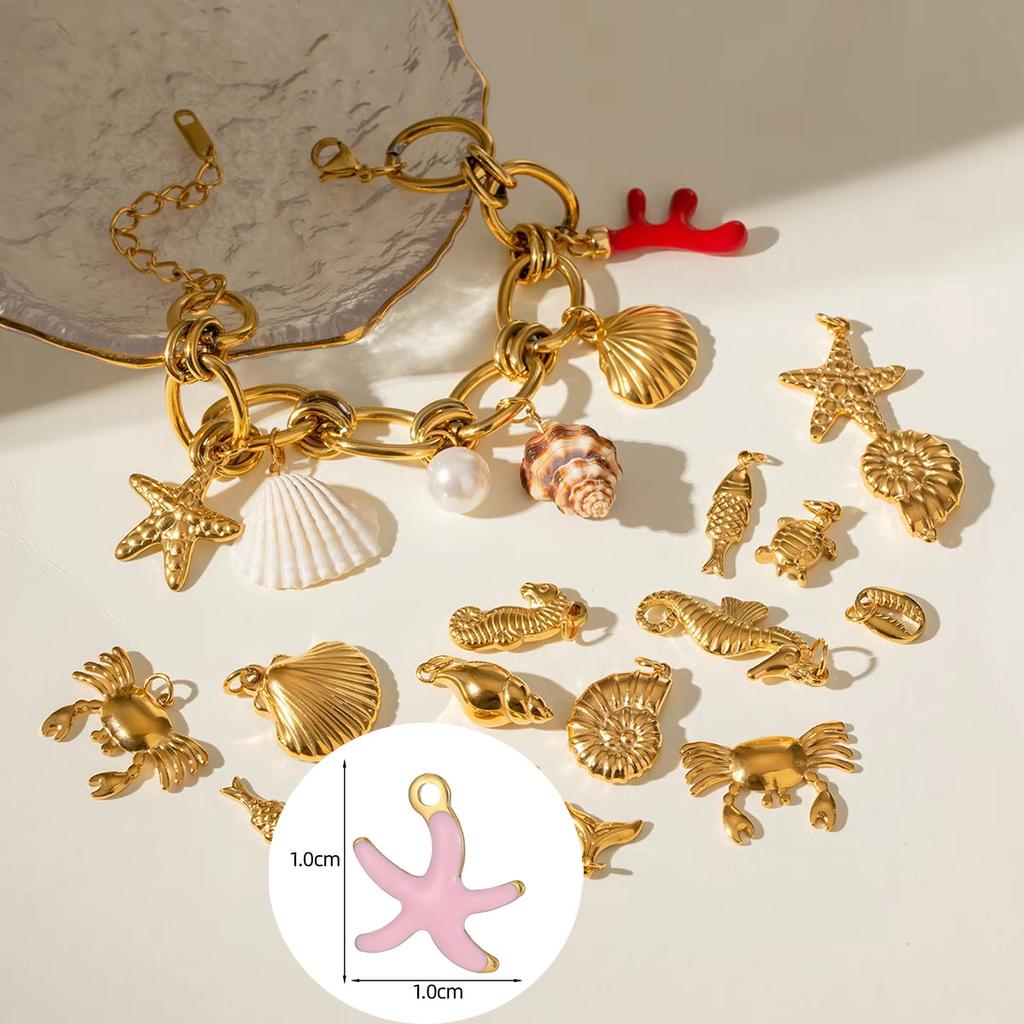 CARLIDANA Hot Selling Summer Fashion Charm Starfish Shell Titanium Steel Plated 18k Gold Color Style Pendant DIY Jewelry