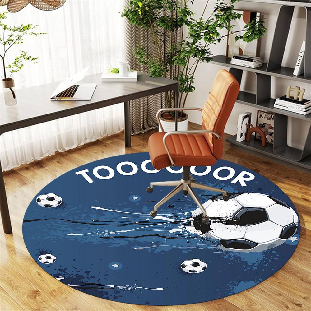 1pc Goal Scorer Round Chair Mat Area Rug - Non-Slip, Floor Mat for Office, Bedroom, and Indoor Decor C1118070