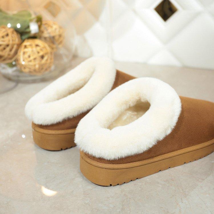 Women's padded lining soft thick bottom heightening home outdoor thickened warm lightweight comfortable one-step cotton shoes snow boots slippers