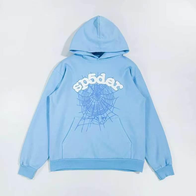 Sudadera con capucha Sp5der Versión Alta Estampado de Telaraña: Ajuste Americano de Moda para Hombre
