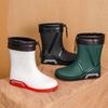 Men's Winter Thiened Fce Lined Waterproof Cotton Rain Boots Anti-slip Kitchen Ort Water Oes Durable Rubber Sole