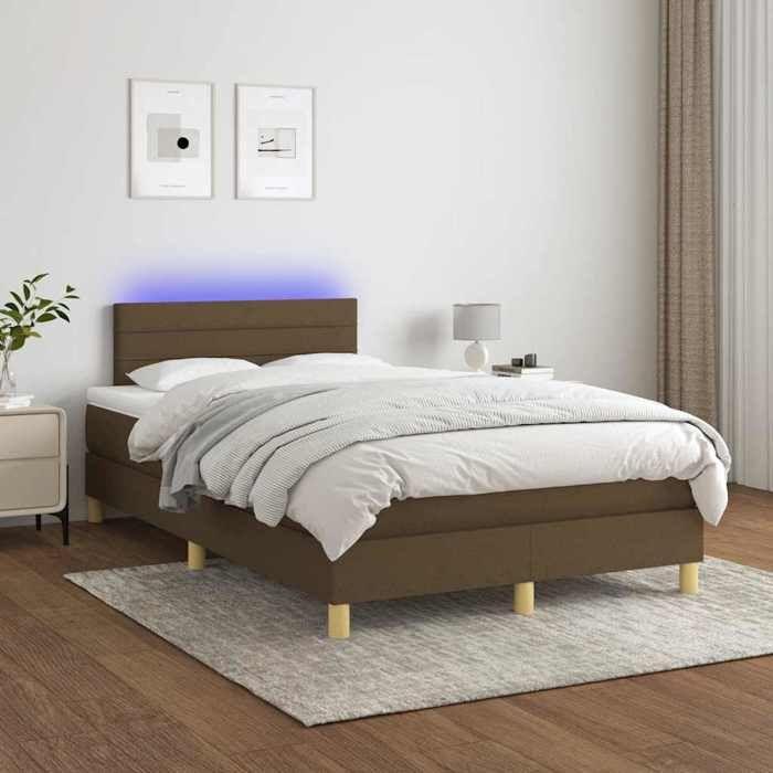 Exklusives Haus - Lattenrost Bett Matratze und LED Dunkelbraun 120x190 cm