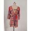 Women's Sexy V-neck Waist Print Boho Dress