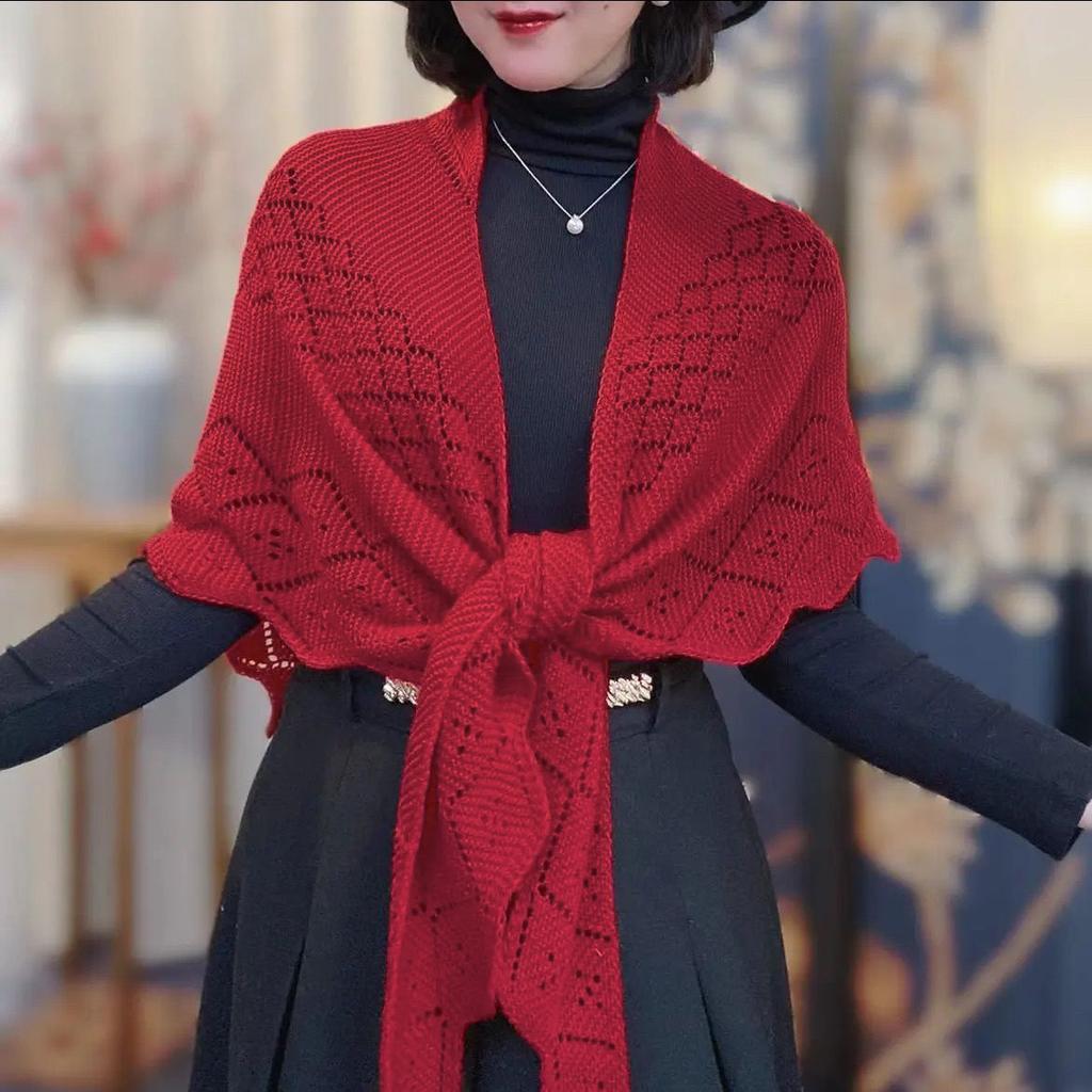 Fashion Knitted Cotton Hollow Scarf Shawl Solid Color Women Summer Air-Conditioned Room Cape Ladies Simple Warps