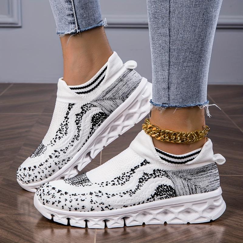 Women's Breathable Mesh Casual Sneakers - Lightweight Low-Top Lace-Up Shoes with Shock-Absorbing EVA Sole, Summer Comfort, White,Flexible Fit