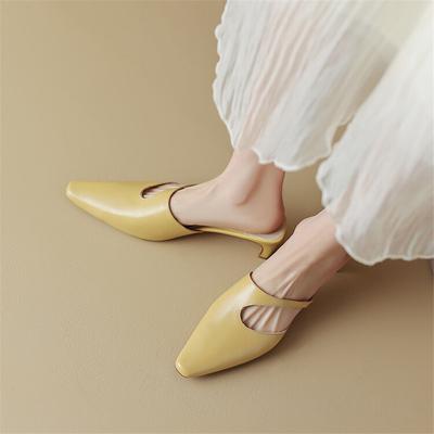 Mode Nouveau 2025 Été Chaussures pour Femmes Mules Chaussures pour Femmes Simples Pantoufles pour Femmes Petites Pantoufles à Bout Carré Chaussures Dames Zapatos De Mujer