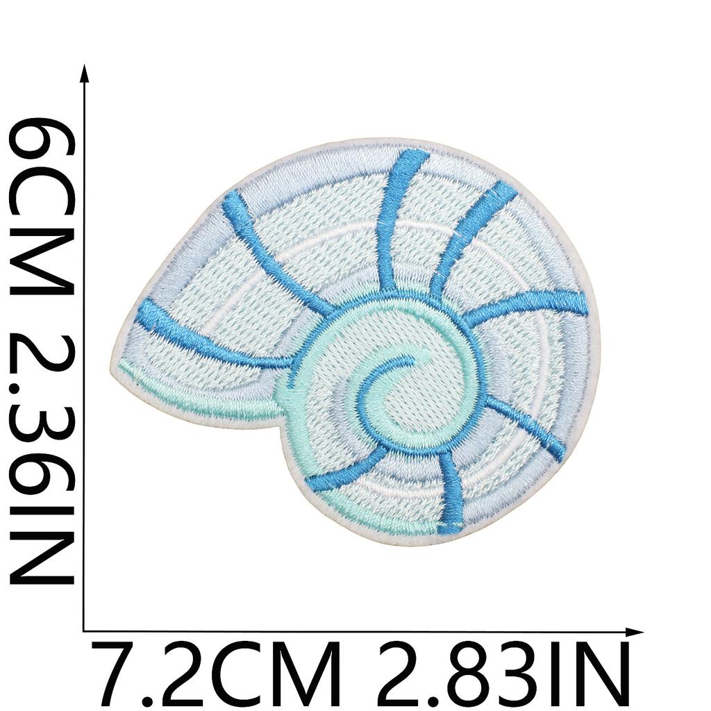 Blue Theme Embroidery Cloth Sticker, Surf Girl Patch Sticker, Wave Hermit Crab Computer Embroidery Label, Shell Chapter Sticker