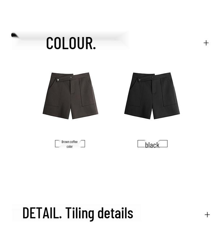 Women's Plus Size Korean Style Woolen High Waist Straight Leg Shorts