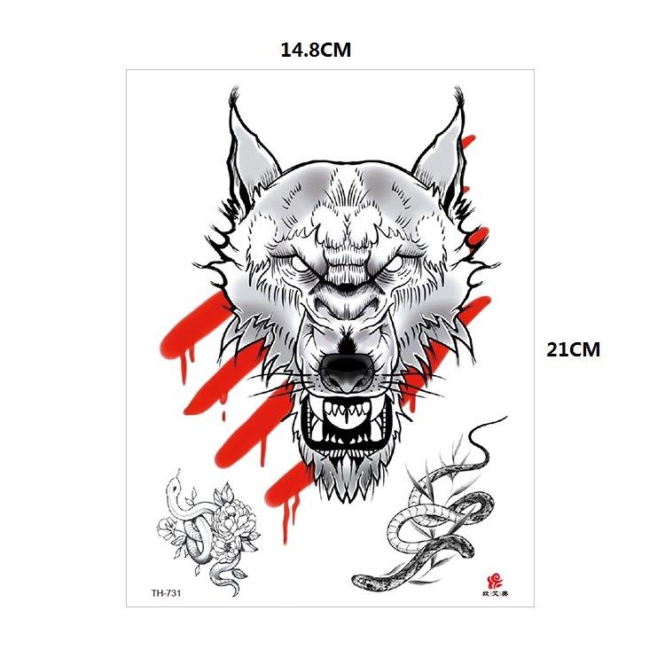 Vzor zvířete tygr vlk květina paže polovina paže vodní transfer vodotětná tetovací samolepka simulační tetování
