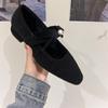French Thick Heel Gray Single Shoes with Skirt Evening Shoes Women's Shoes 2025 Autumn and Winter Velvet Mary Jane Fluffy Shoes