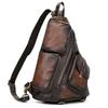 Single Shoulder Bagpack Genuine Leather Chest Bag Outdoor Riding Bag Chest Packs For Biker Men Male Sling Bags Cow Leather