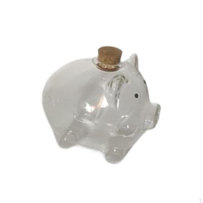 Glass Piggy Bank Storage Bottle for Kids Desktop Convenient Money Saving Pot Clear Pig Shaped