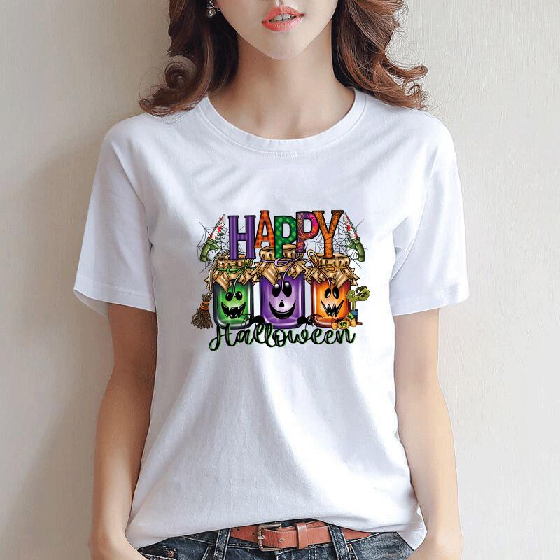 Happy Halloween Patches For Clothes Thermal Stickers T-Shirt Parches Ropa Hoodies Diy Heat Press Appliqued Decals Printing