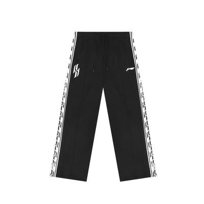 Li Ning Yang Hansen Sports Pants Autumn Winter American Style Thickened Warm Casual Straight Leg Pants Unisex Pants Black AKLVJ35-1