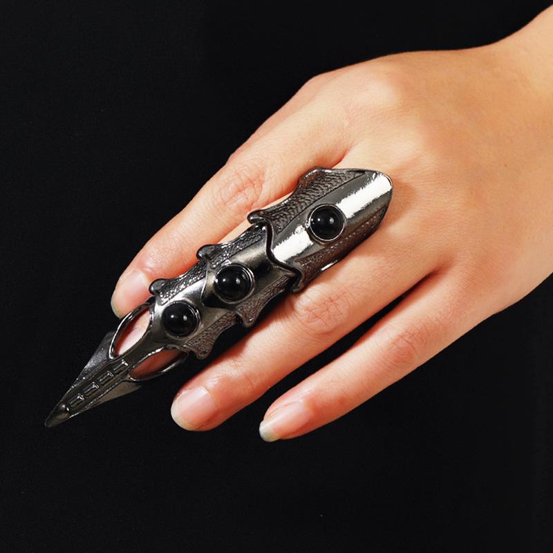 Rüstung Knöchel Vollfinger Doppelring Aktivitätsring Für Männer Punk Gothic Offener Ring Zirkon Anime Cosplay Halloween Accessoires
