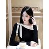2026 Spring New Unique and Chic Black Off-Shoulder Top with a High-End Feel, Slim Fit and Slimming Base T-Shirt