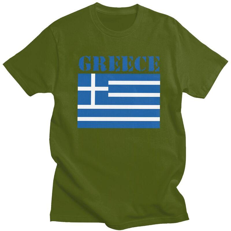 Individuelles Griechenland Flaggen T-Shirt für Herren Kurzarm T-Shirt Cooles T-Shirt Lockerer Schnitt Reines Baumwoll-T-Shirt Geschenkidee