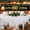 Happy 60th Birthday Banner Decorations for Men Women, Black Gold 60 Birthday Sign Party Supplies for Yard, Funny Sixty Birthday Party Backdrop Decor
