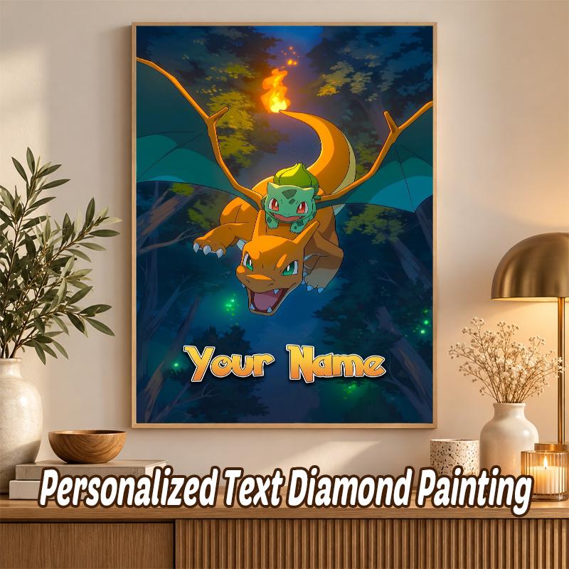 Charizard Custom Name Diamond Painting Personalized 5D Full Drill DIY Diamond Art Home Decor
