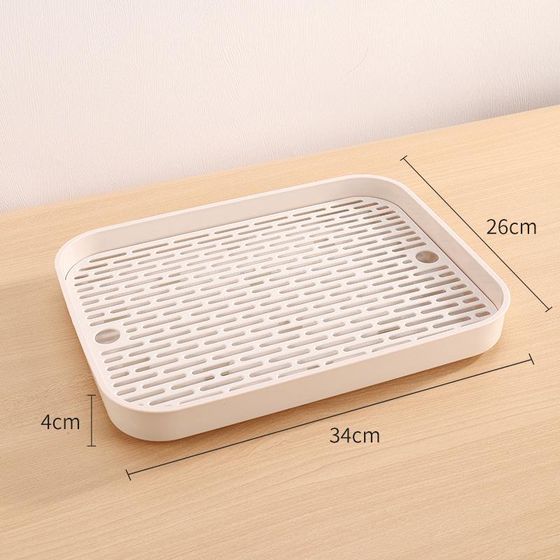 Household Drain Tray Double-Layer Plastic Tea Tray Simple Fruit Tray Rectangular Shelf Tea Set Storage Rack Water Filtration