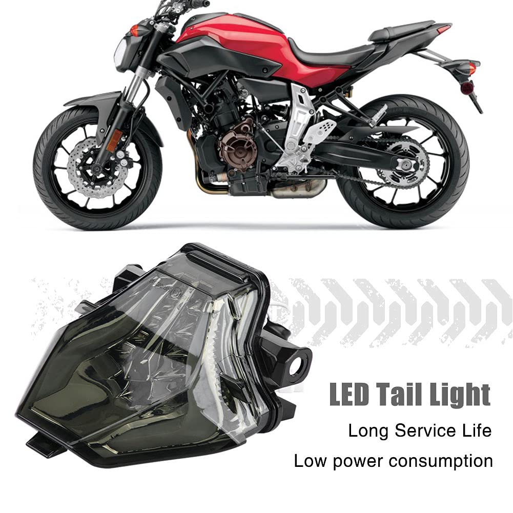 Akozon Motorcycle LED Tail Light with Turn Signals for Yamaha MT-07, FZ-07, YZF-R3, and YZF-R25 (Red)