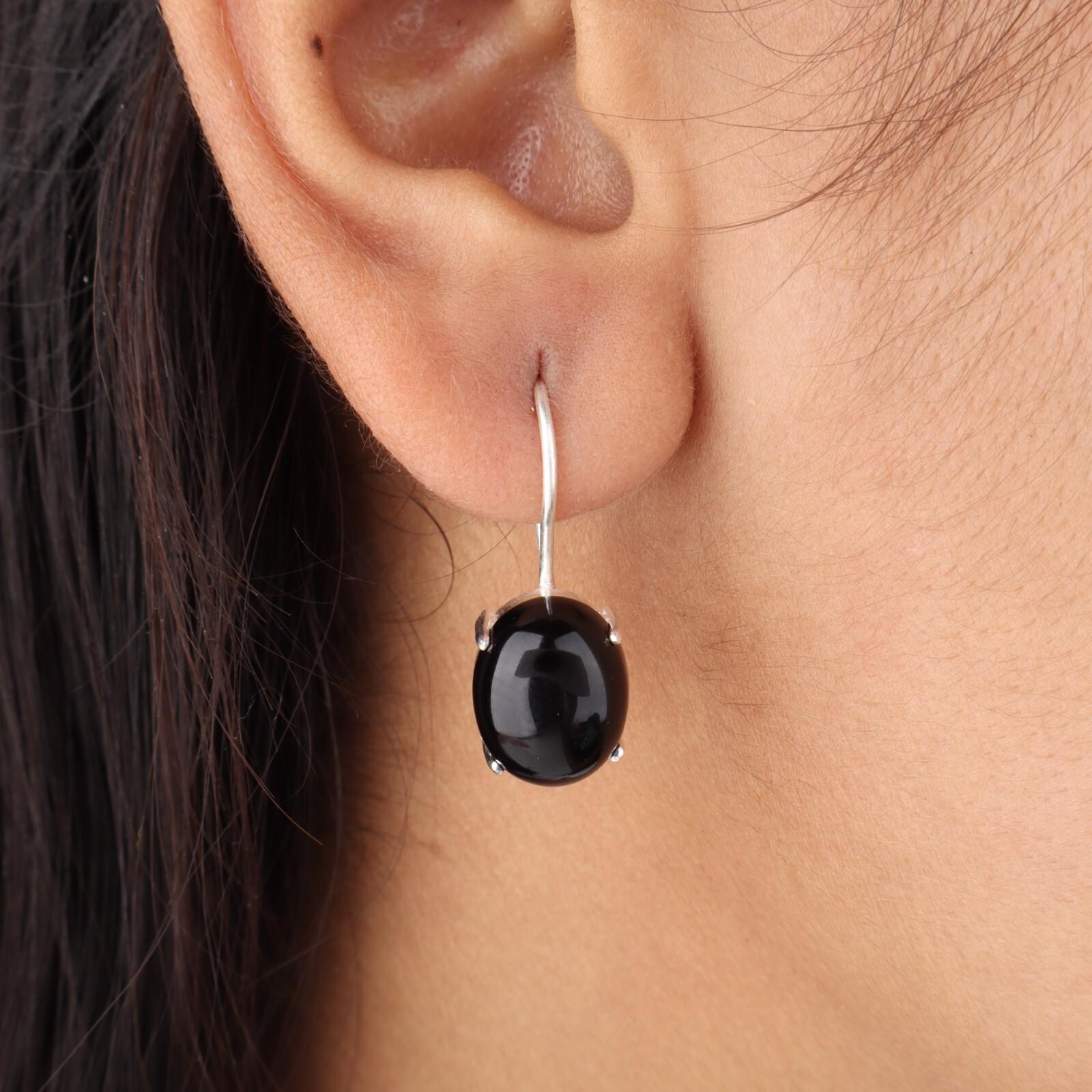 

Натуральный драгоценный камень Черный Турмалин, серьги ручной работы из стерлингового серебра 925 пробы, 1,05 EE-173-22