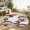 Mr Bean Printed Round Crystal Velvet Rug Soft Non Slip Floor Carpet For Bedroom Holiday Gift