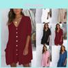 Stylish Women Summer Smock Dress With 3/4 Sleeve For Casual Beach Outings And Holidays