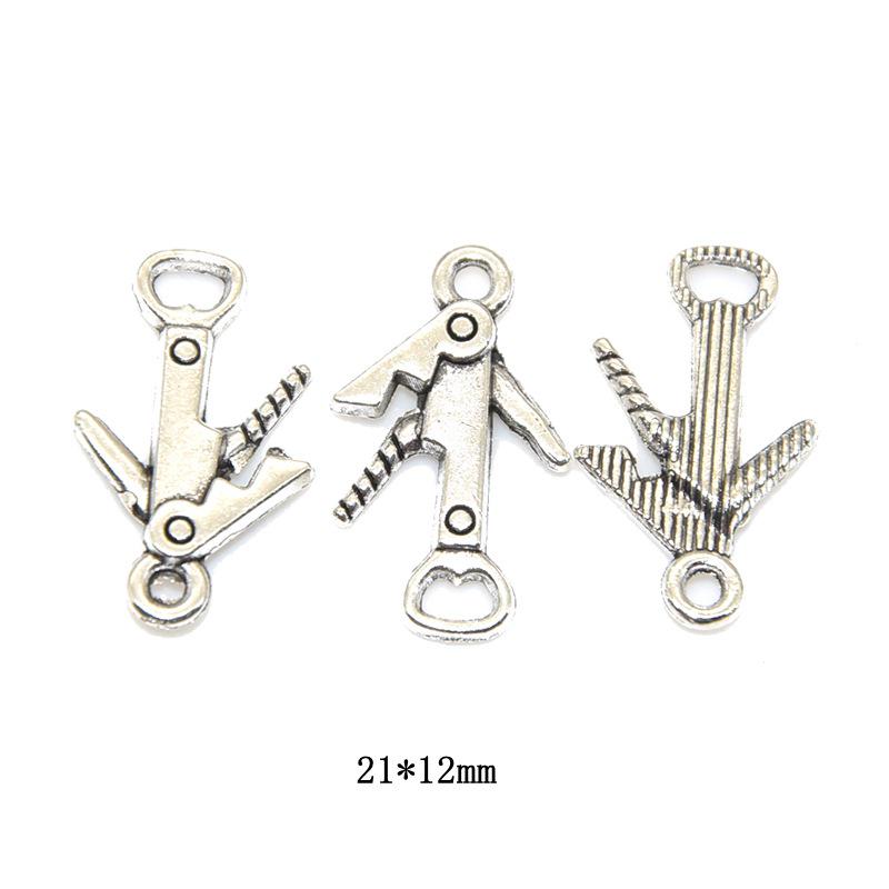 Set of 17 DIY Jewelry-Making Tools: Screwdriver, Wrench, Axe, Saw, and Pendant Accessories