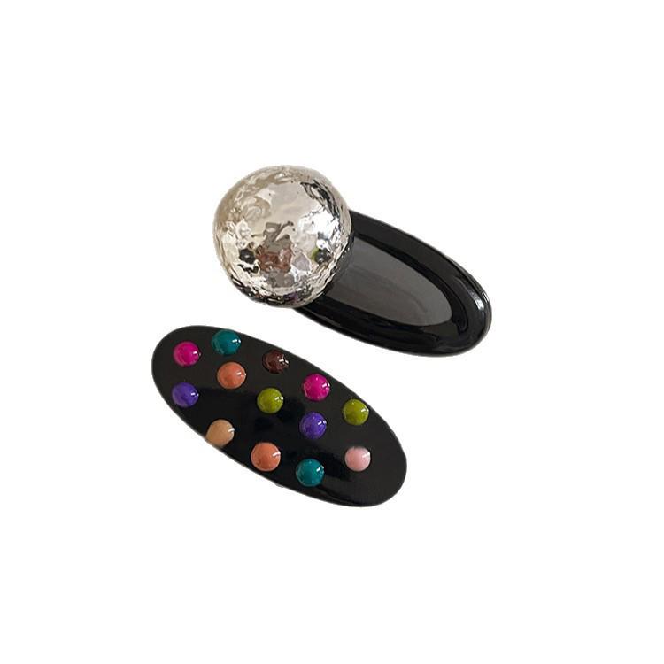 Korean Style Polka Dot Hair Clip: High-End Color Glaze Duckbill Hairpin for Women - Sweet Bangs & Side Hair Accessory