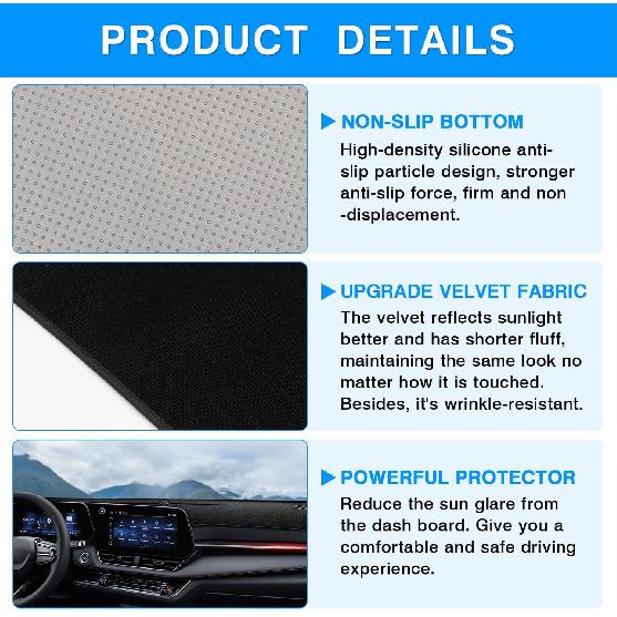 Autorder Dashboard Cover Mat for 2025 Chevrolet Equinox Accessories Dash Cover Upgrade Velvet Dash Mat UV Rays Protector