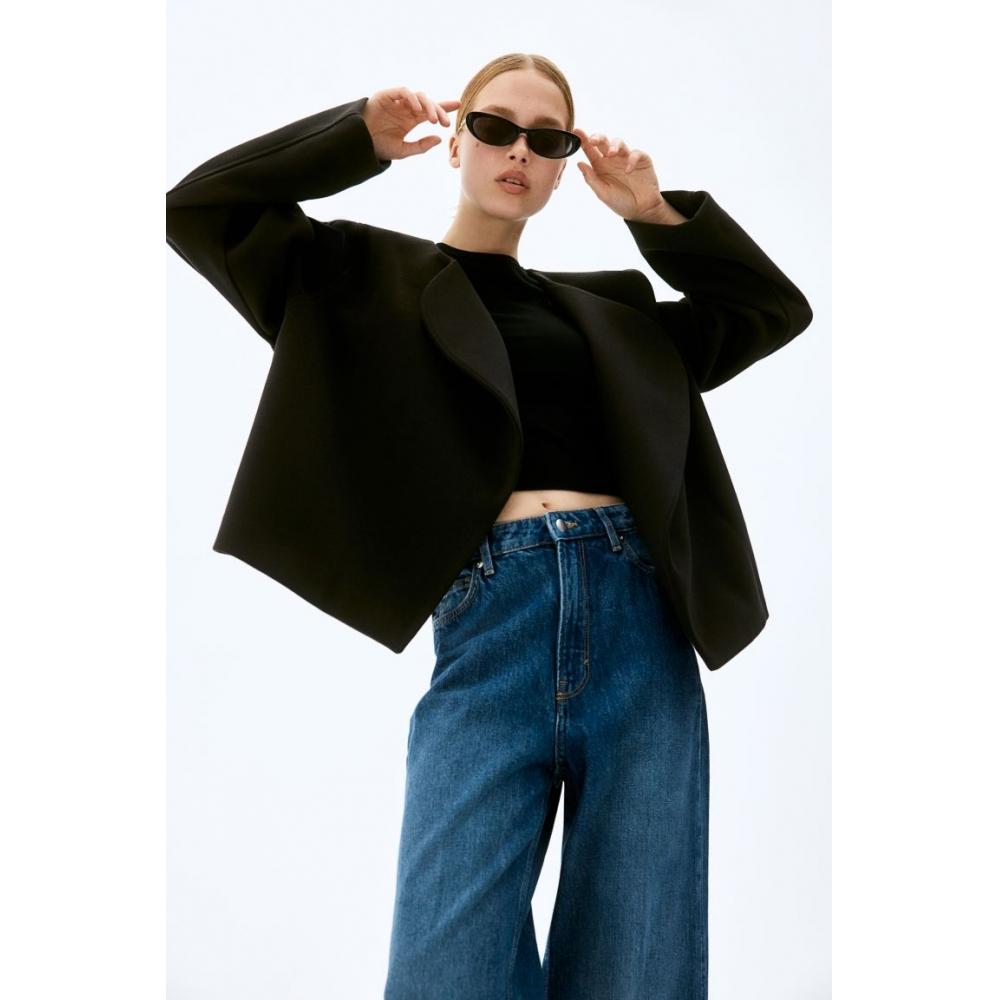 

H M Shawl Collar Felt Jacket Black