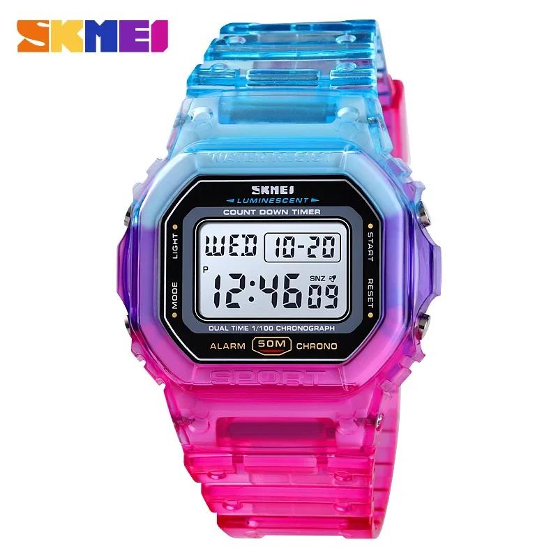 Skmei Electroplated Case Transparent Strap Lady Women Digital Wristwatch Shockproof Reloj Mujer Fashion Cool Girls Watches 1622