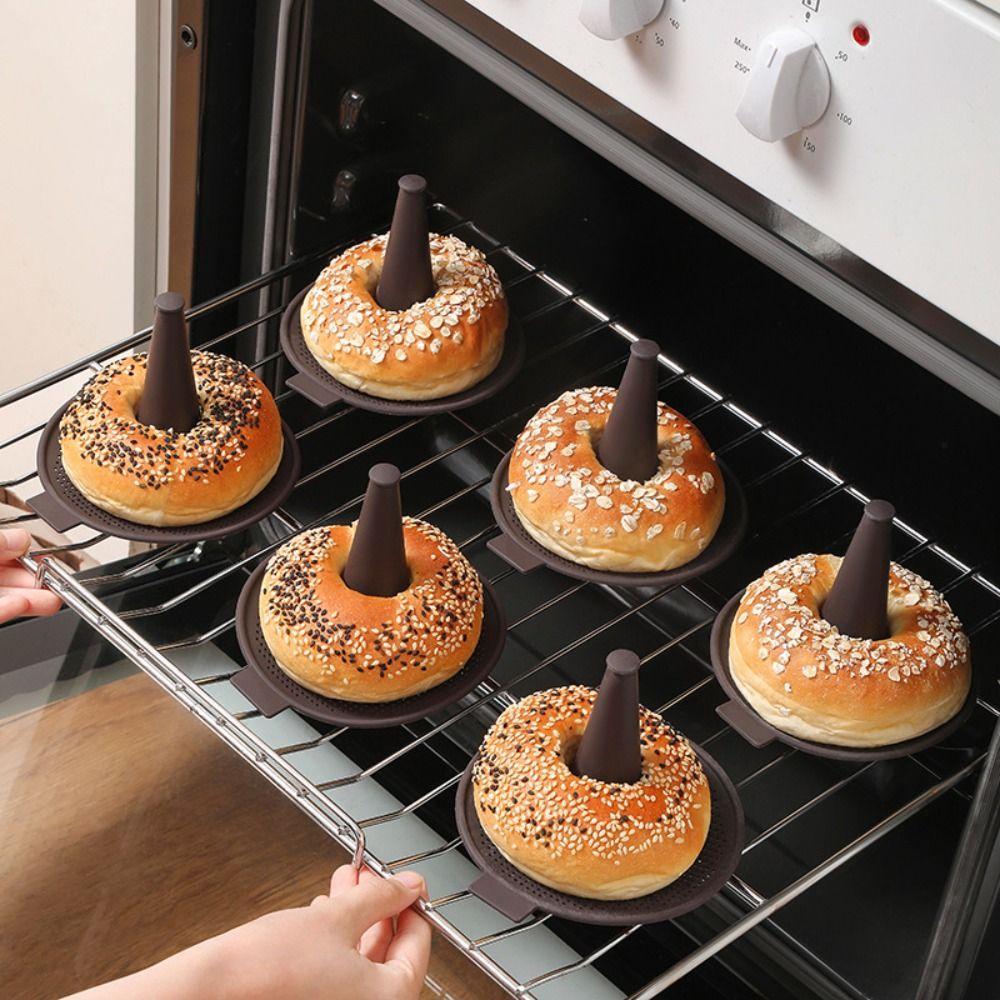 6 Stück Kegelform Bagel-Backformen Set Kaffee-Brotform zum Backen Langlebige Silikon-Donut-Form Backen
